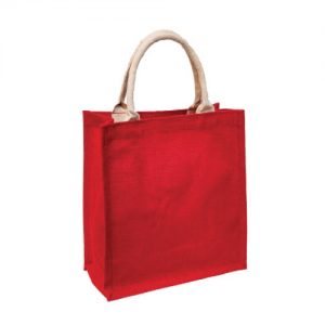 JB-MG09 Trendy Laminated Jute Bag red