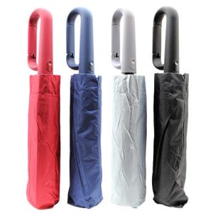 Foldable umbrella with carabiner black coated handle and custom logo printing Malaysia