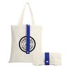 Foldable canvas tote bag with contrast color straps for vibrant corporate gift branding and custom logo printing